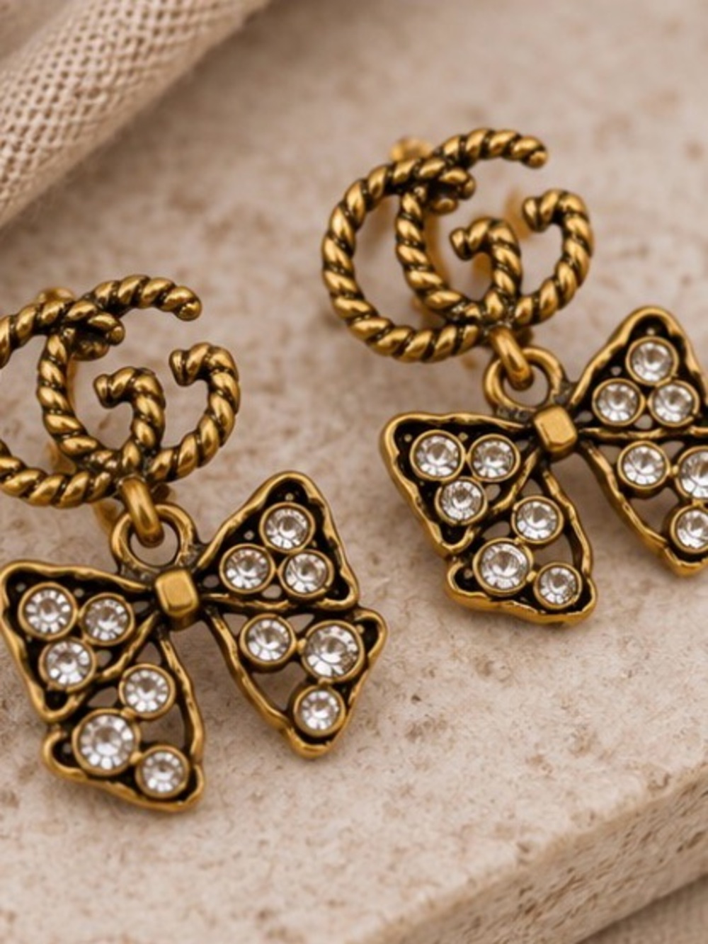 Designer Inspired Bow  GG Dangle Bow Earrings
